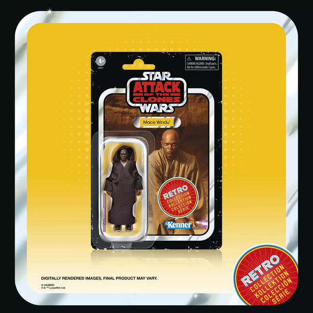 Star Wars The Retro Collection AOTC Mace Windu 3.75" Figure MINT UNPUNCHED1