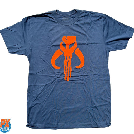 Star Wars Previews Exclusive Mandalorian Logo Blue T-Shirt NEW0
