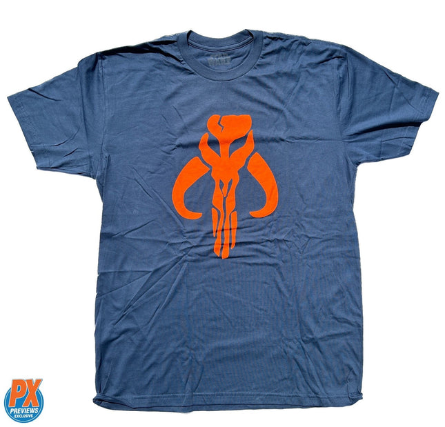 Star Wars Previews Exclusive Mandalorian Logo Blue T-Shirt NEW0