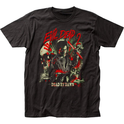 Evil Dead 2 Dead By Dawn Splatter Horror Mens Black T-Shirt NEW0